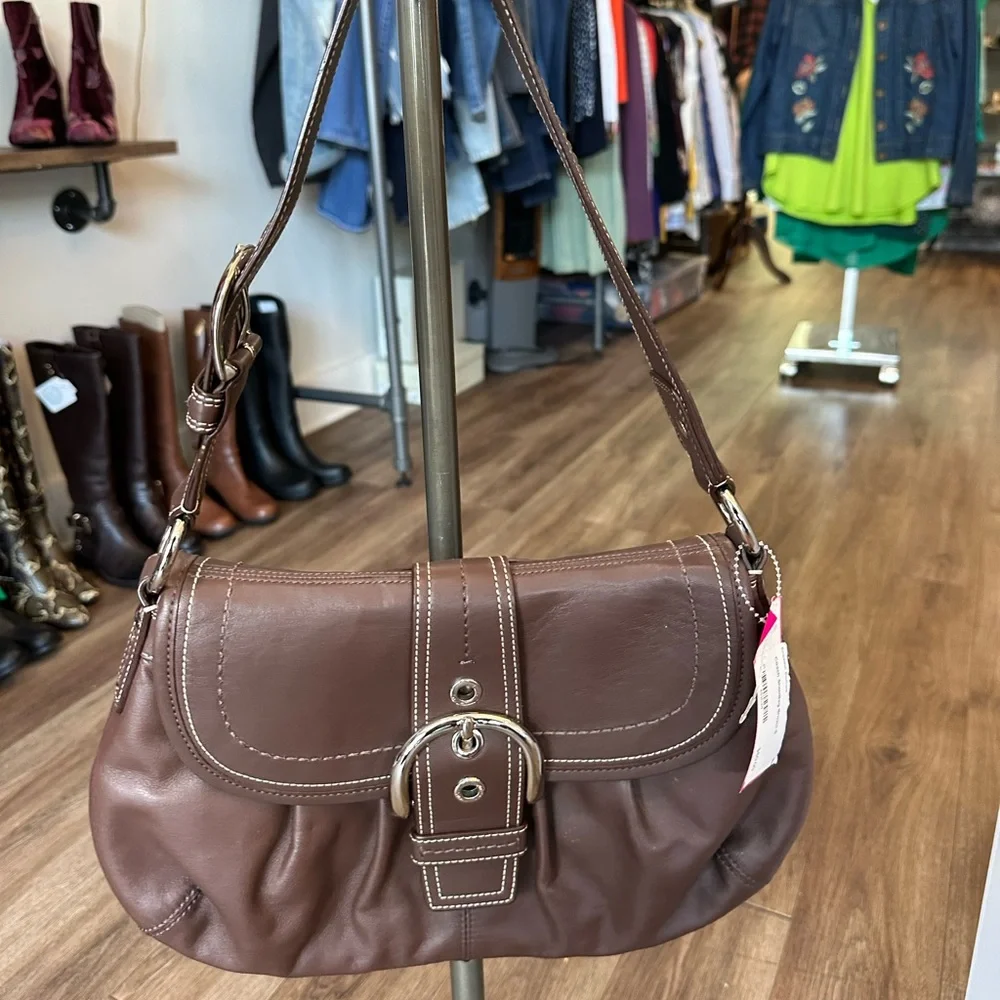 Coach | Bags | Vintage Coach Brown Leather Bag With Buckle To Open